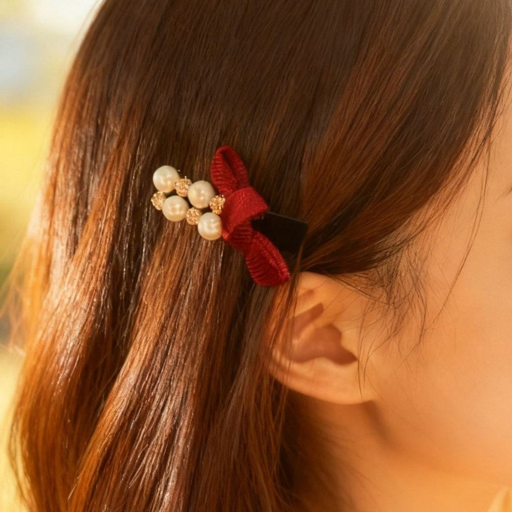 Beau - Bright Bow Bead Accent Hair Clip