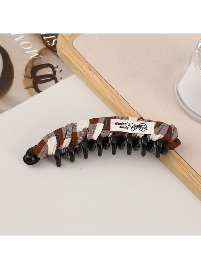 Beau - Retro Plaid Curved Hair Styling Banana Clip