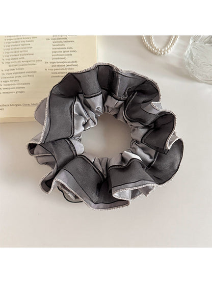 Gifty - Satin Look Mesh Patchwork Ruched Scrunchie