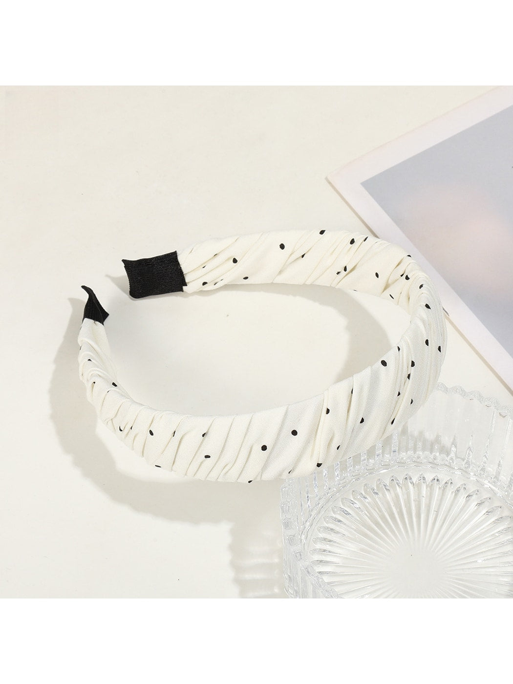 Gifty - Polka Dot Pleated Fabric Wide Edge Headband