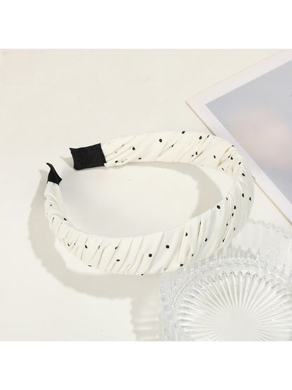 Gifty - Polka Dot Pleated Fabric Wide Edge Headband