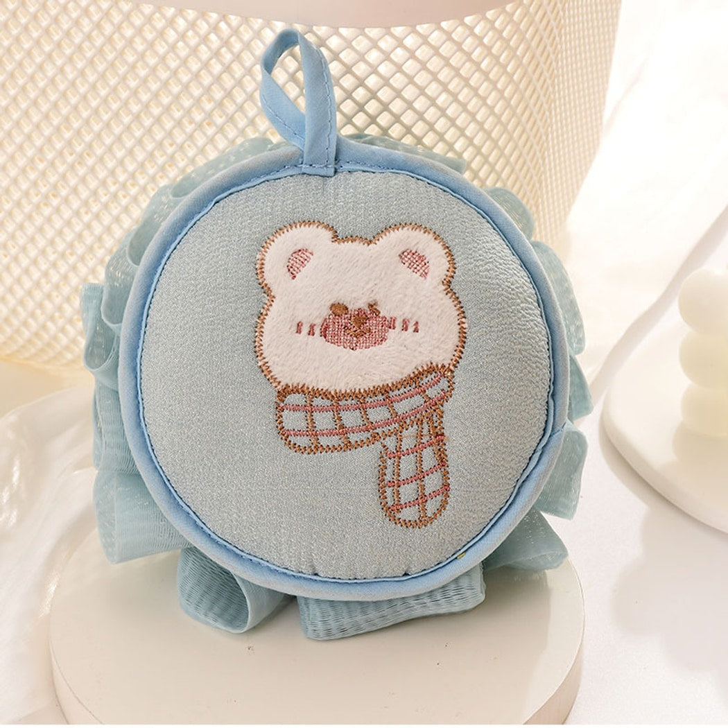 Papo - Cartoon Bear Embroidered Round Bath Pouf