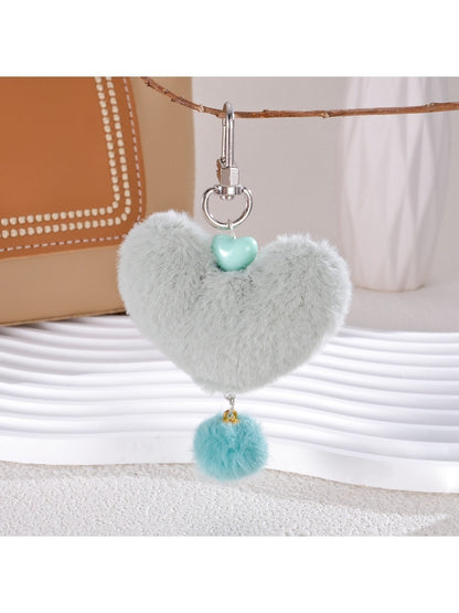 Keypus - Heart Fluffy Pom Pom Keychain