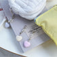 Keypus - Beaded Heart Bag Charm Alloy Plastic Keychain