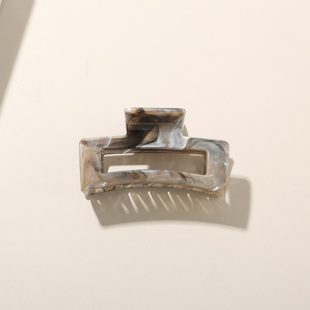 Beau - Marble Pattern Rectangle PS Hair Claw Clip