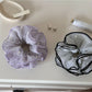 Gifty - Ruffled Polka Dot Mesh-Look Polyester Scrunchie