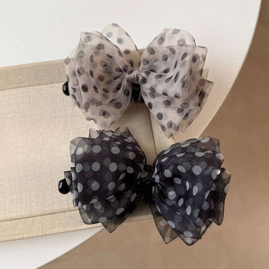 Beau - Decorative Bow Polka Dot Banana Clip