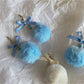 Keypus - Beaded Heart Bow Pom Pom Bag Charm Keychain