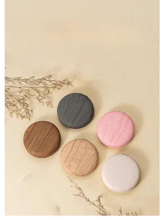 Mirroray - Woodgrain Pattern Round Makeup Mirror