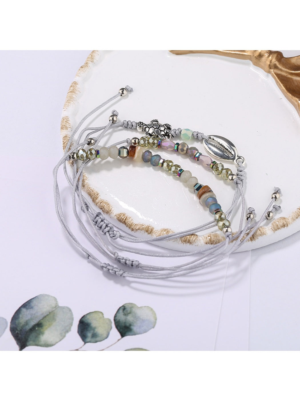 Lovra alloy charm small bead bracelet in a gift box with soft fabric lining