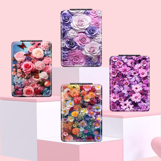 Mirroray - Pocket Size Floral Design Compact Makeup Mirror