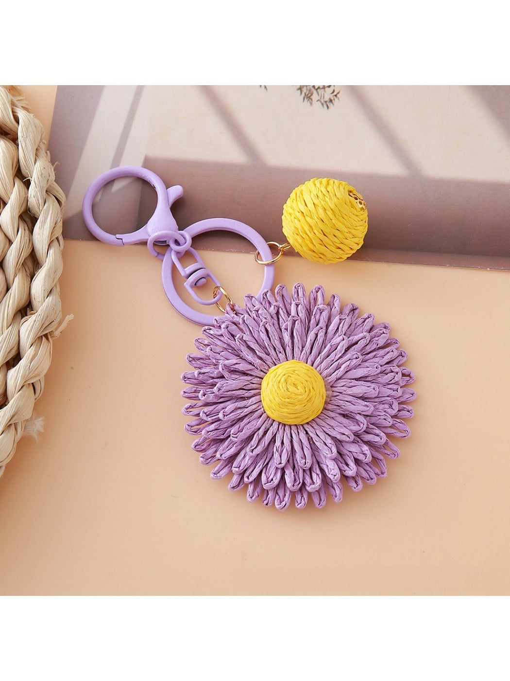 Sunflower keychain displayed on a white background showing full design