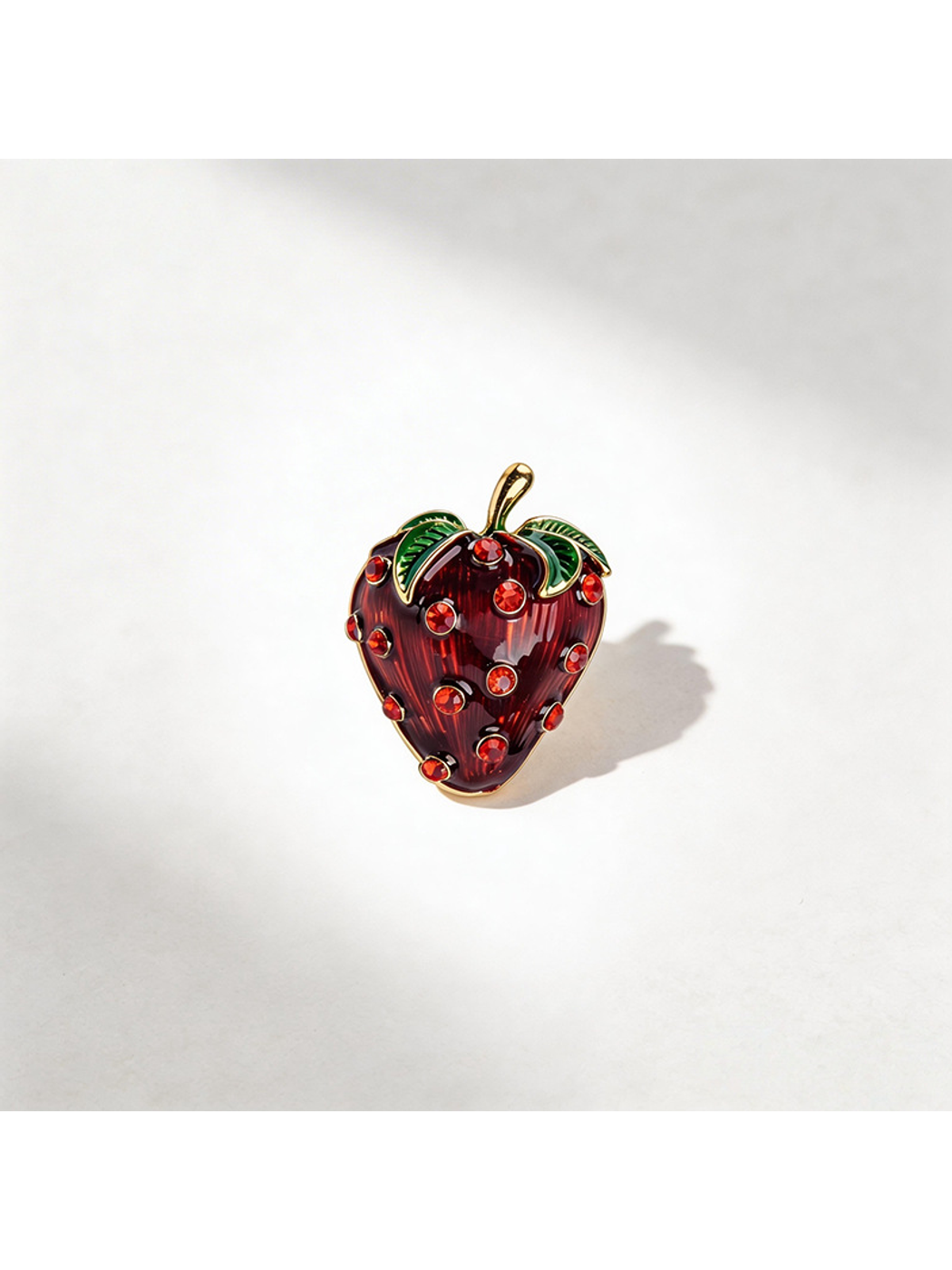 Brovia - Strawberry Rhinestone Accent Brooch Pin