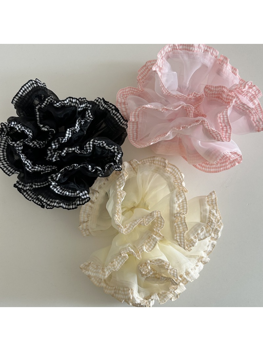 Gifty - Double Layer Lace Trim Organza Scrunchie