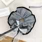 Gifty - Black White Checkered Lace Bow Scrunchie