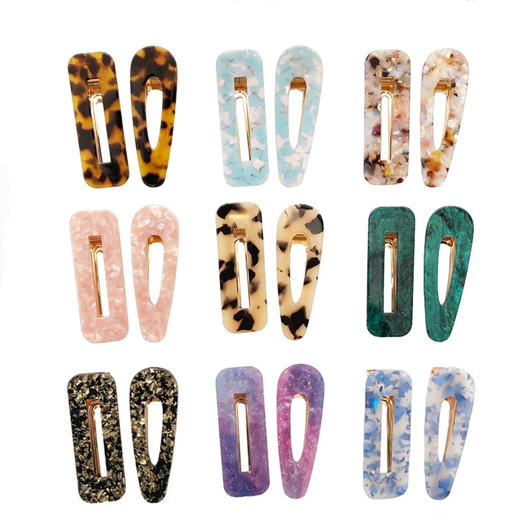 Beau - Glossy Teardrop Shaped Openwork Hair Clip
