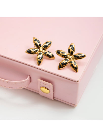 Earedge - Minimalist Floral Leopard Earrings