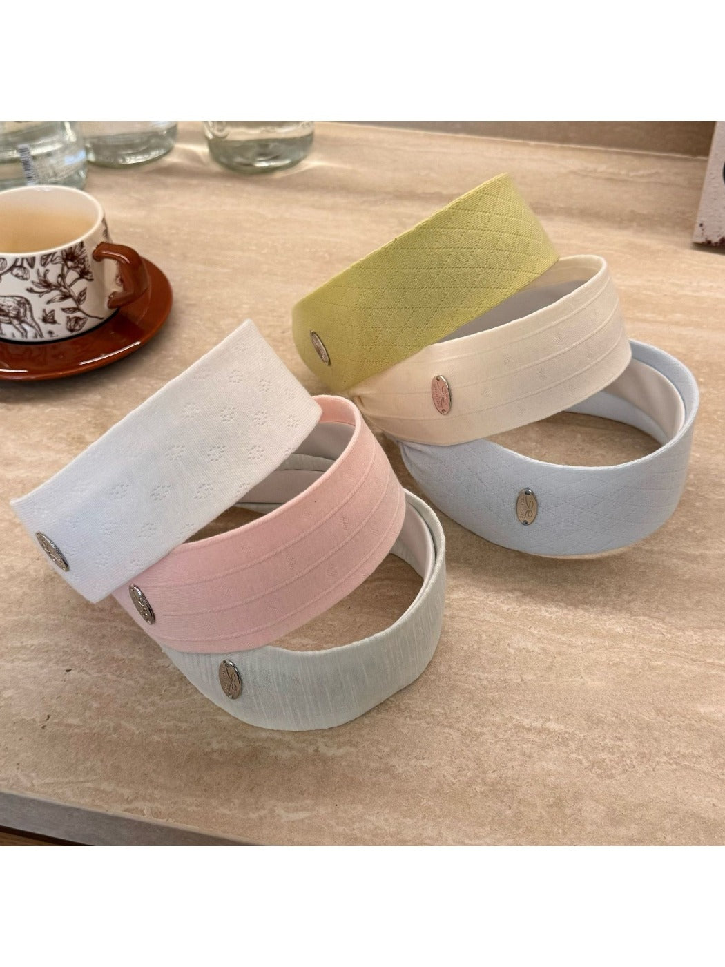 Close-up of Gifty wide solid color headband showing fabric texture