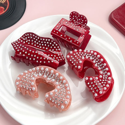 Beau - Decorative Red Heart Design Claw Clip
