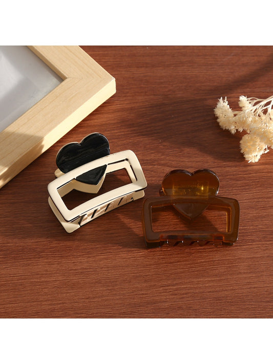 Beau - Heart Cutout Square Hair Claw Clip