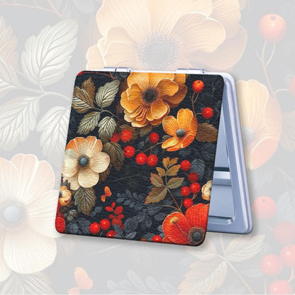 Mirroray - Retro Floral Print Foldable Portable Makeup Mirror