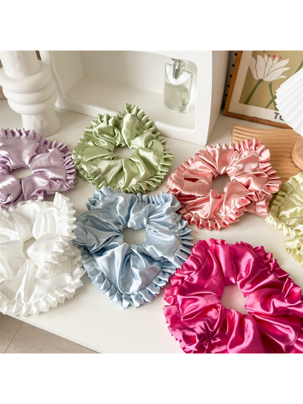 Gifty - Oversized Ruffled Satin Look Scrunchie