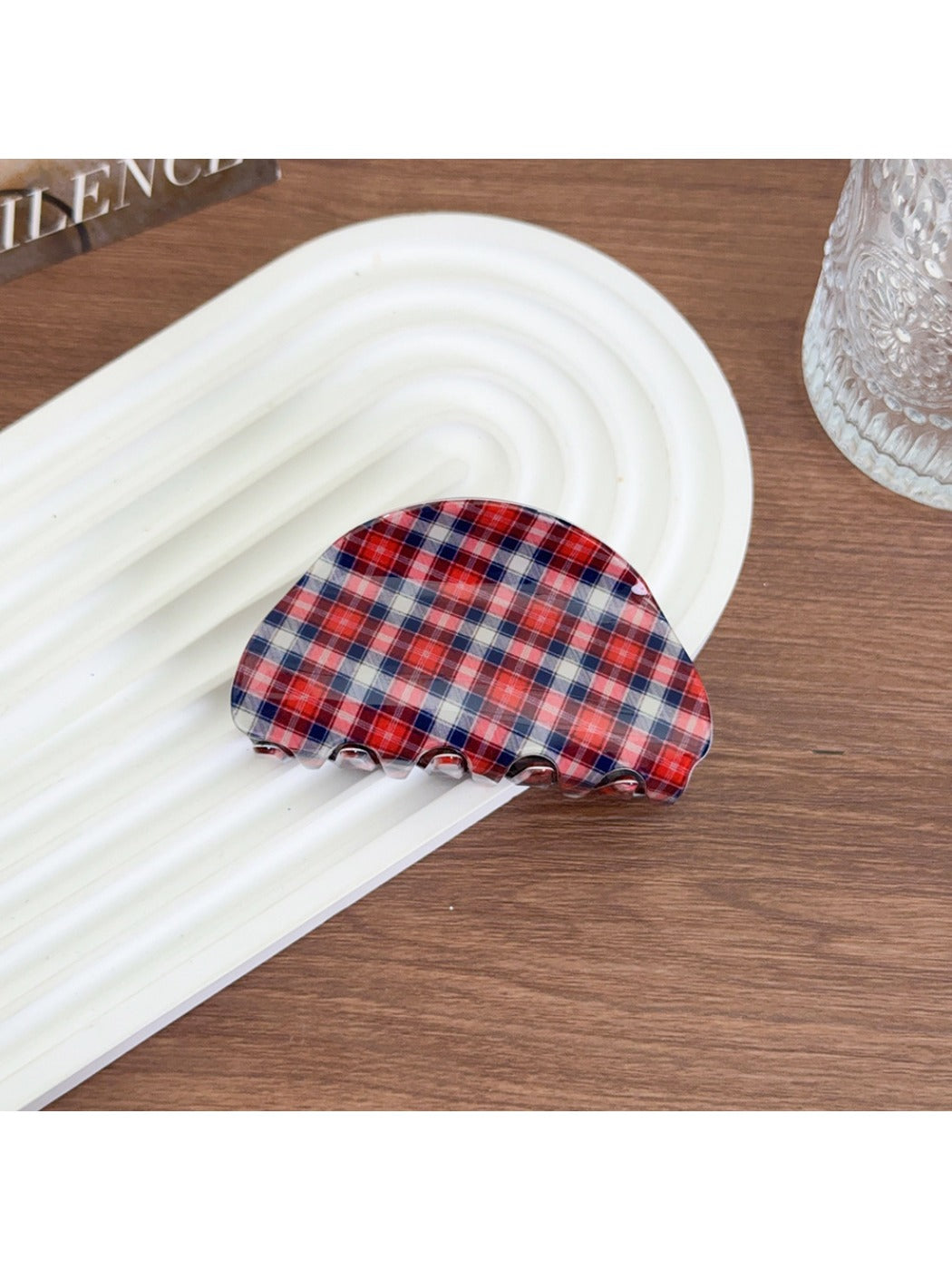 Beau - Plaid Color Block Hair Claw Clip