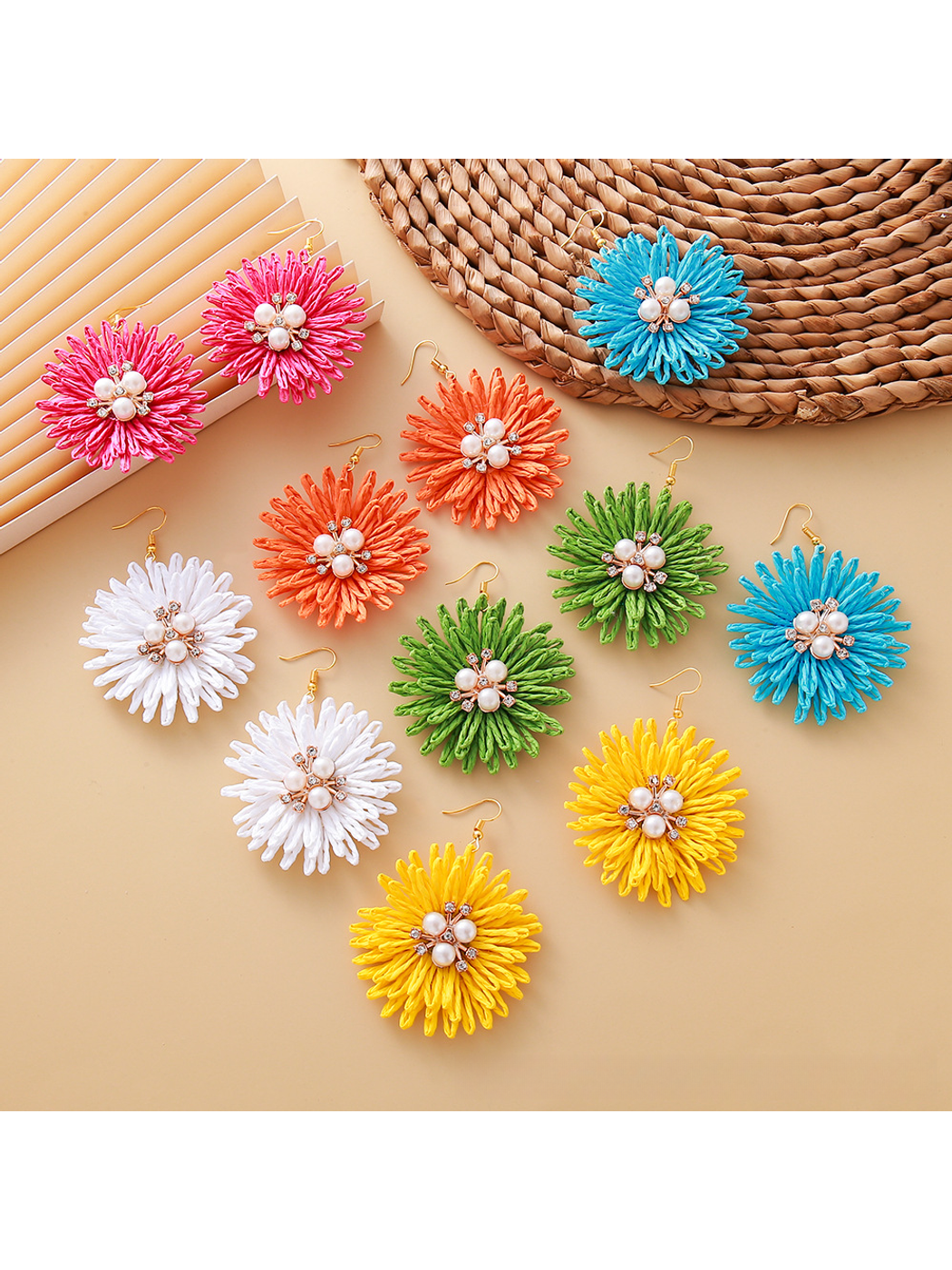 Earedge - Bohemian Round Sunflower Accent Earrings