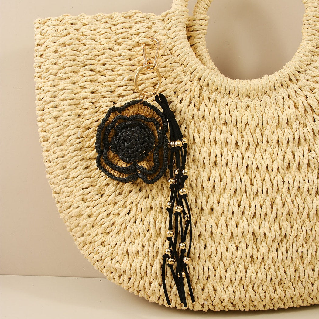 Keypus - Raffia Flower Tassel Bag Charm Keychain