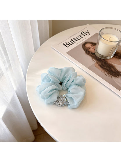 Gifty - Glossy Polyester Rhinestone Accent Scrunchie