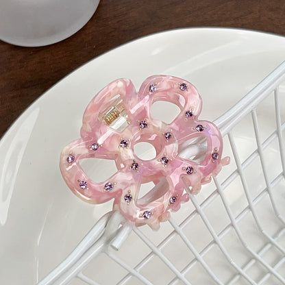 Beau - Openwork Flower Acetate Plate Claw Clip