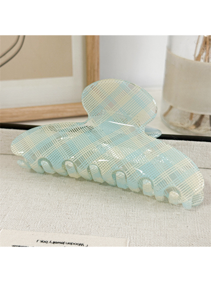 Beau - Plaid Half Circle Glossy Claw Clip