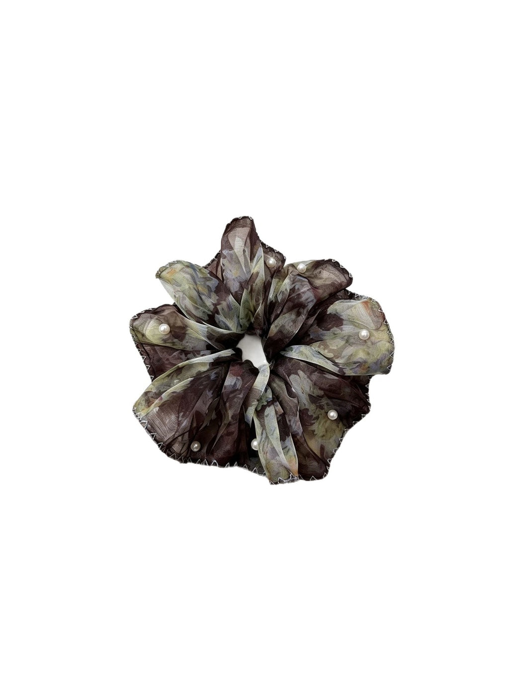 Gifty - Ruffled Lace Beaded Organza Style Scrunchie