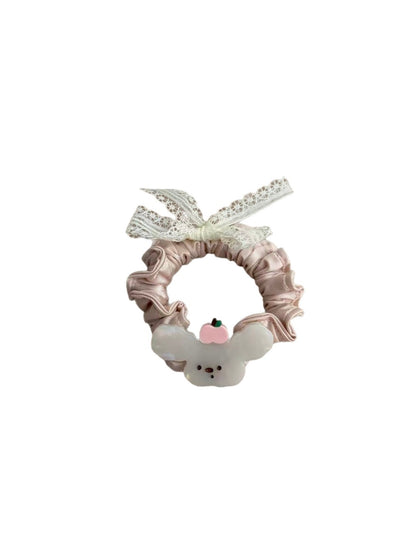 Gifty - Lace Bow Dog Motif Polyester Scrunchie