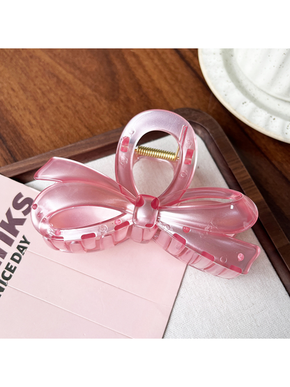 Beau - Large Bow Ring Detail Geometric PC Claw Clip