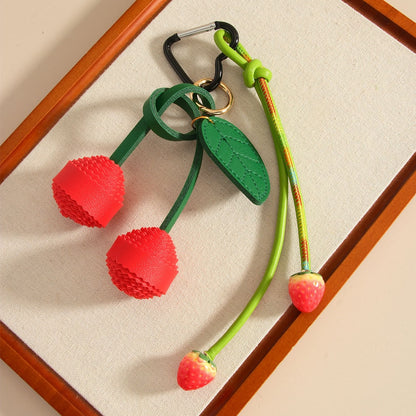 Keypus - Strawberry Cherry Fruit Bag Pendant Keychain