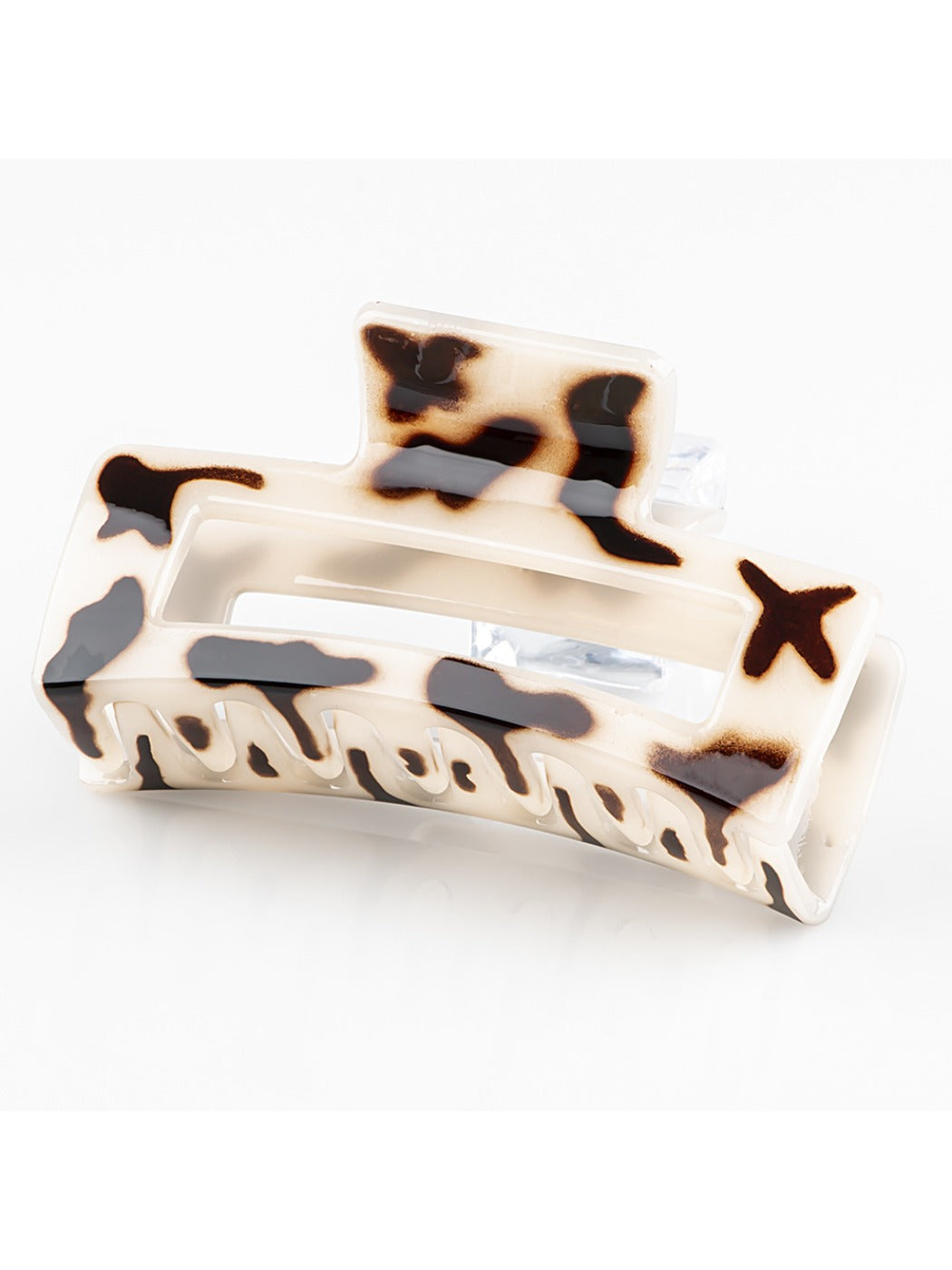 Beau - Leopard Print Openwork Square Claw Clip
