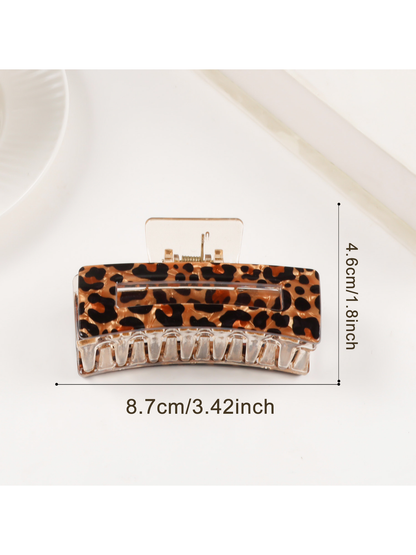 Beau - Vintage Leopard Print Curved Claw Clip