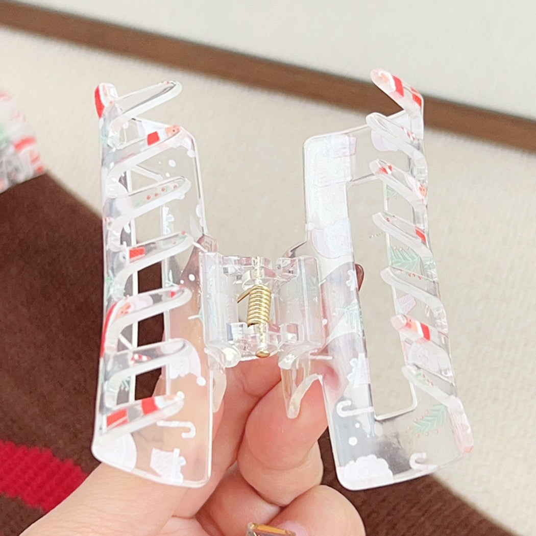 Beau - Christmas Transparent Santa Print Claw Clip