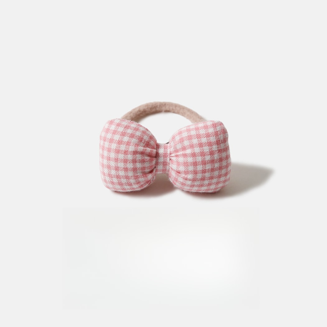 Gifty - Plaid Plush Bow Detail Polyester Hair Tie
