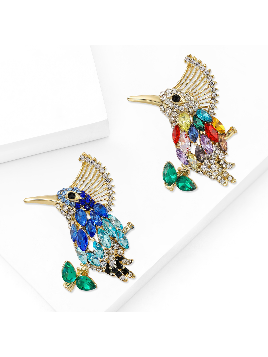 Brovia - Rhinestone Enamel Bird Accent Alloy Brooch