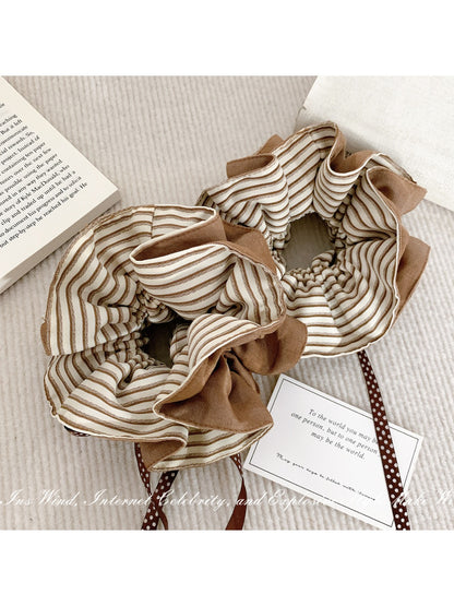 Gifty - Striped Khaki Hair Tie