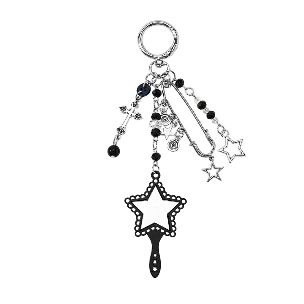 Keypus - Y2K Style Cross and Star Mirror Keychain