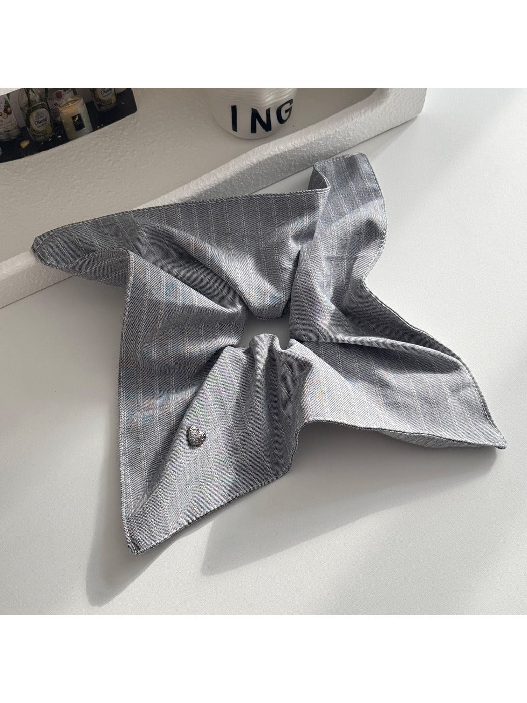 Gifty - Square Scrunchie Hair Tie Striped Fabric