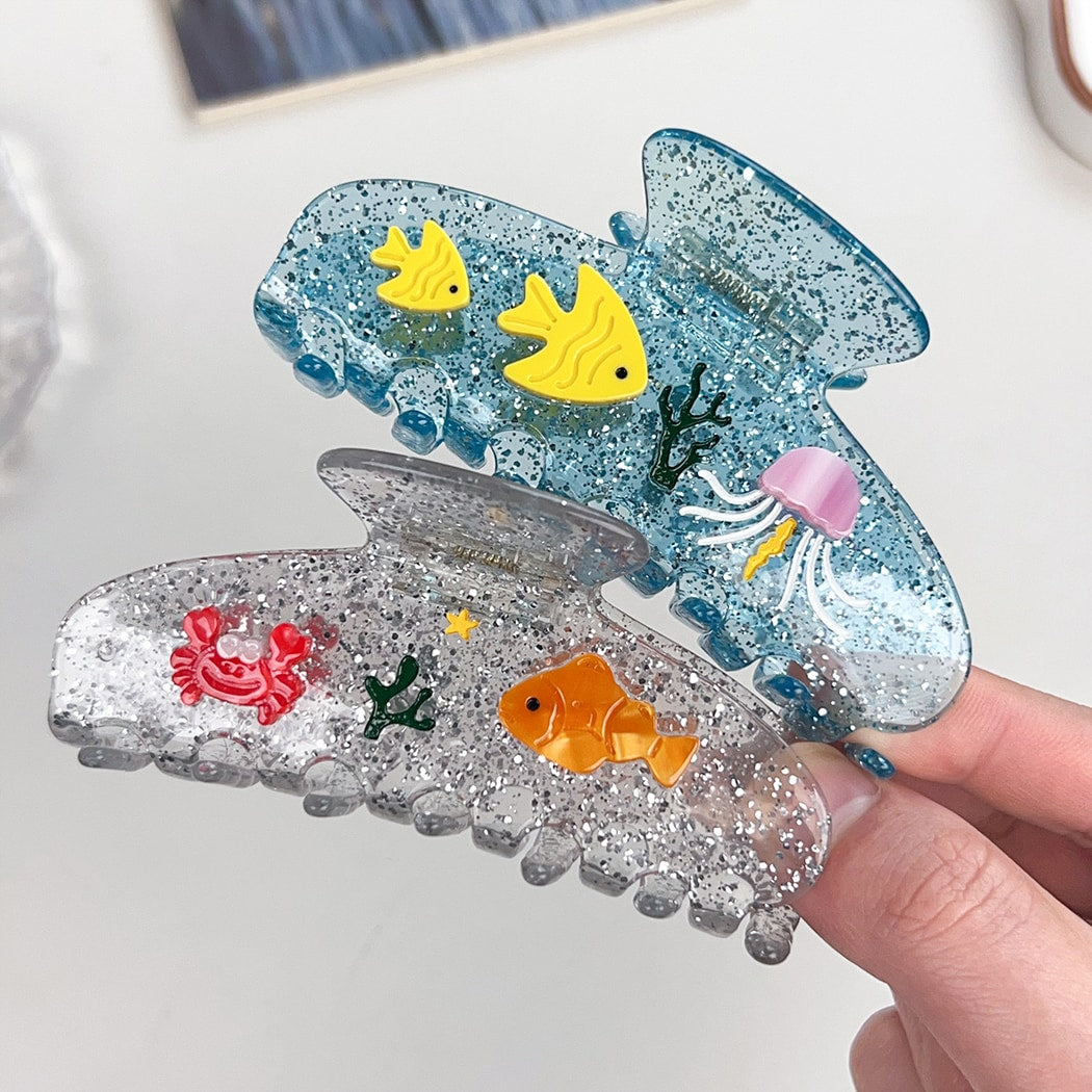 Beau - Translucent Acetate Ocean Motif Claw Clip