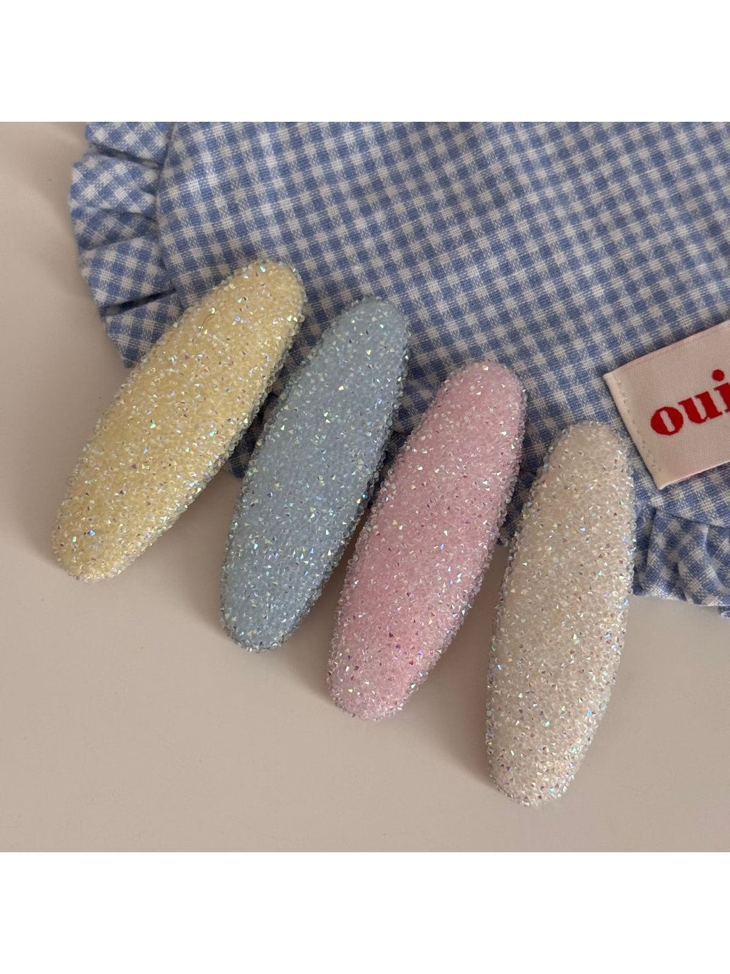 Beau - Mixed Material Textured Oval Side Hair Clip