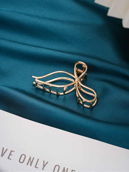 Beau - Bow Detail Geometric Metal Claw Hair Clip