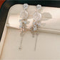 Earedge - Alloy Floral Tassel Dangle Stud Earrings