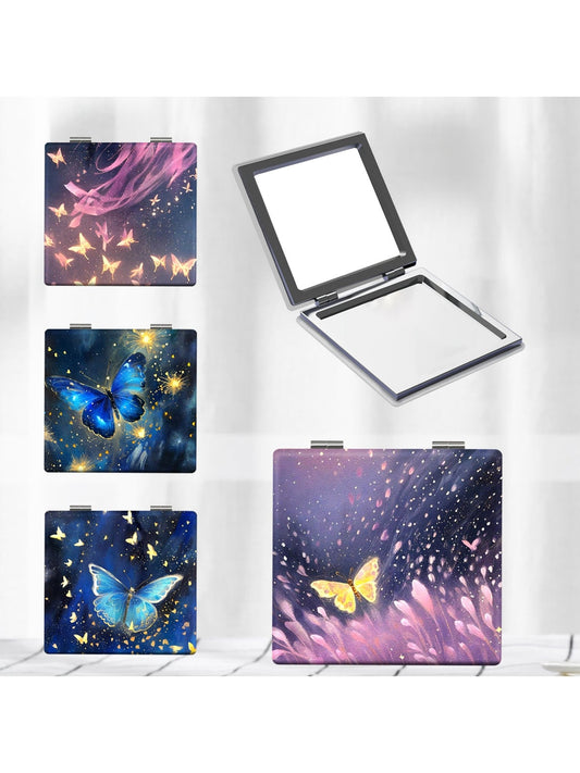 Mirroray - Retro Butterfly Print Folding Makeup Mirror