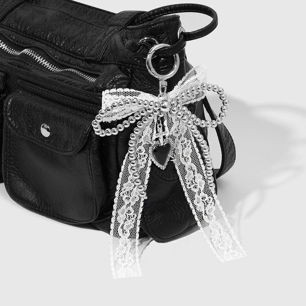 Keypus - Y2K Lace Bow Heart Cross Keychain